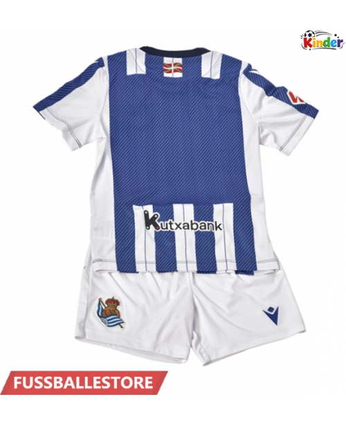 Günstige Real Sociedad Heimtrikotsatz Kinder 2025-26 Kurzarm (+ Kurze Hosen)